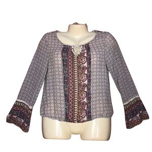 American Rag women's boho cream Long Bell Sleeve lightweight top Small